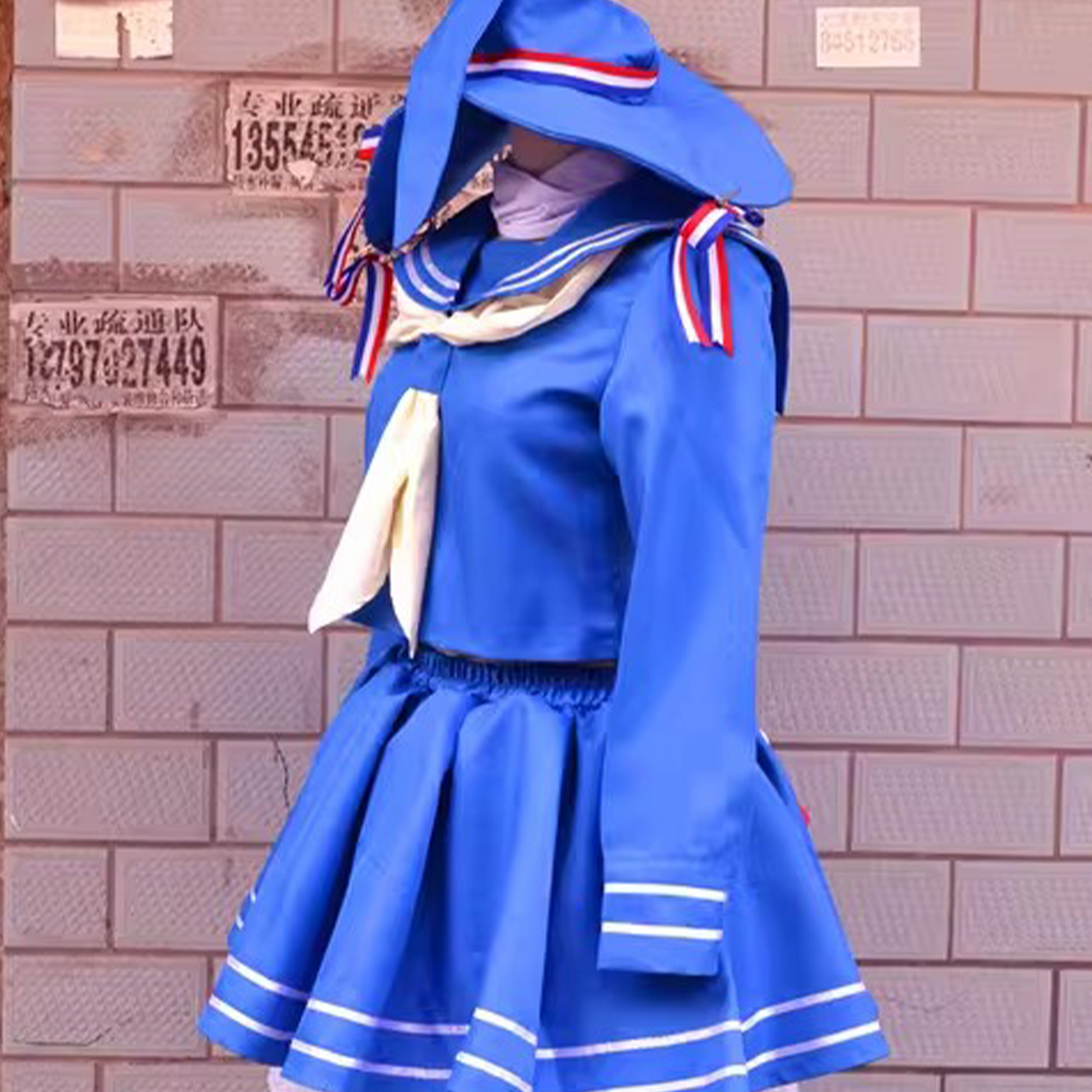 Blue Sailor Suit Cosplay | Oumi Seishin & the Sea Anime Costume | Japanese School Uniform Full Set for Reincarnation Genre C042 party X party