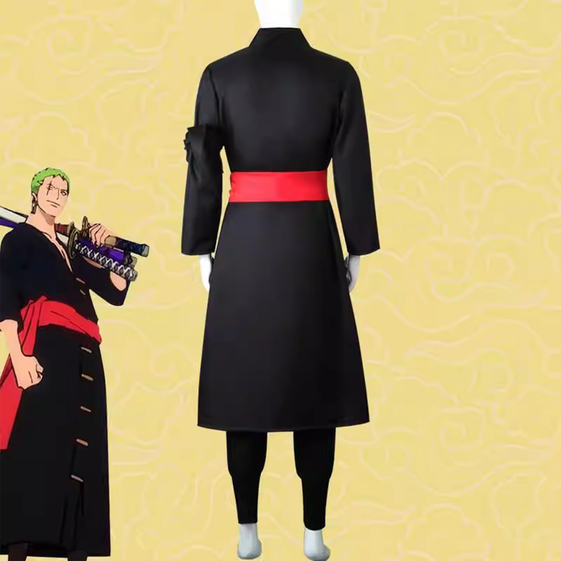 One Piece – Roronoa Zoro Black Wano Country Two Years Later Role-Play Cosplay Costume (Men’s Anime Outfit) 0005 party X party