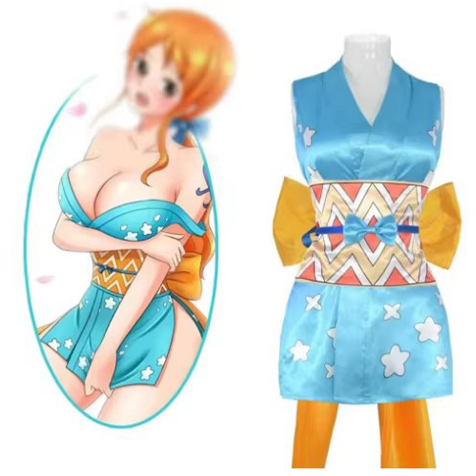 One Piece – Nami Yukata Live-Action Navigator Cosplay Anime Expo Role-Play Costume 0010 party X party