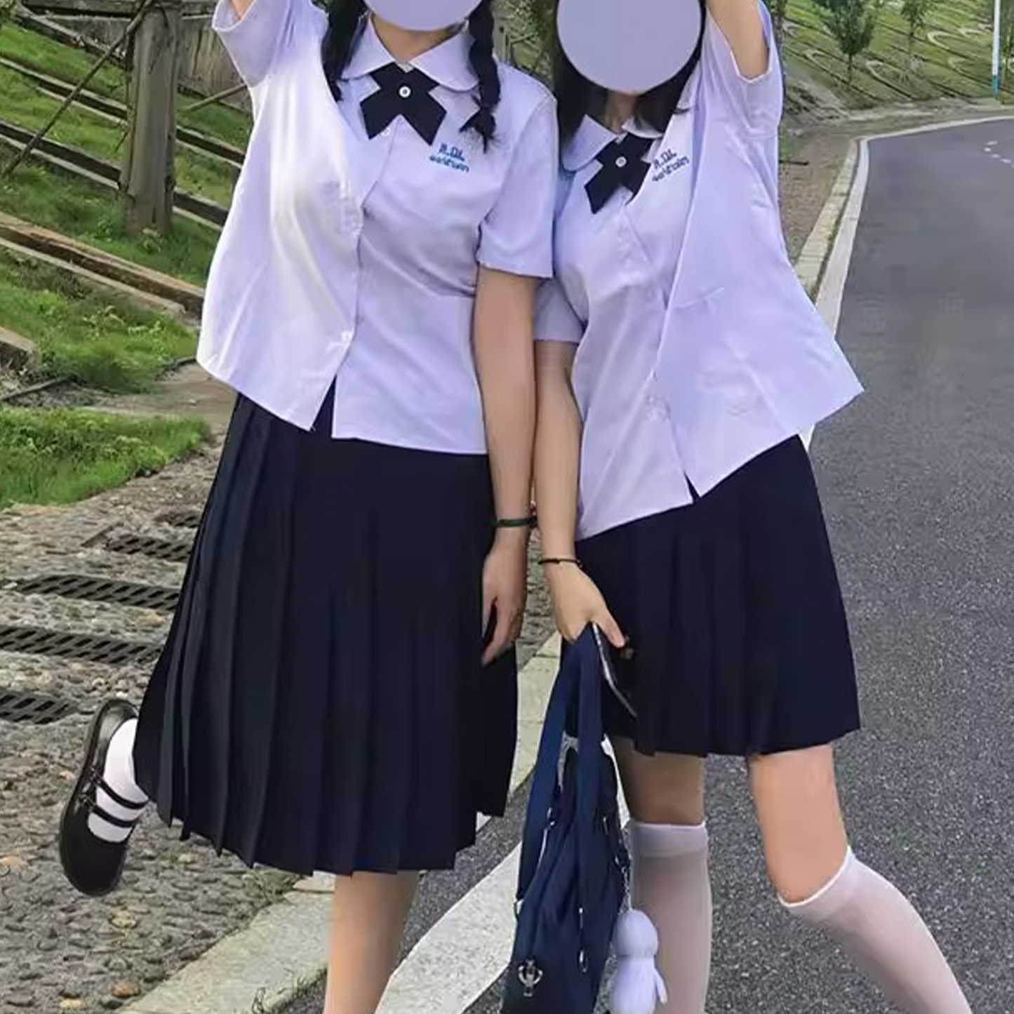 Thai School Uniform JK Set | Women’s Sweet Loose Slimming Academy Style | Graduation & School Activity Sailor-Style Set C050 party X party