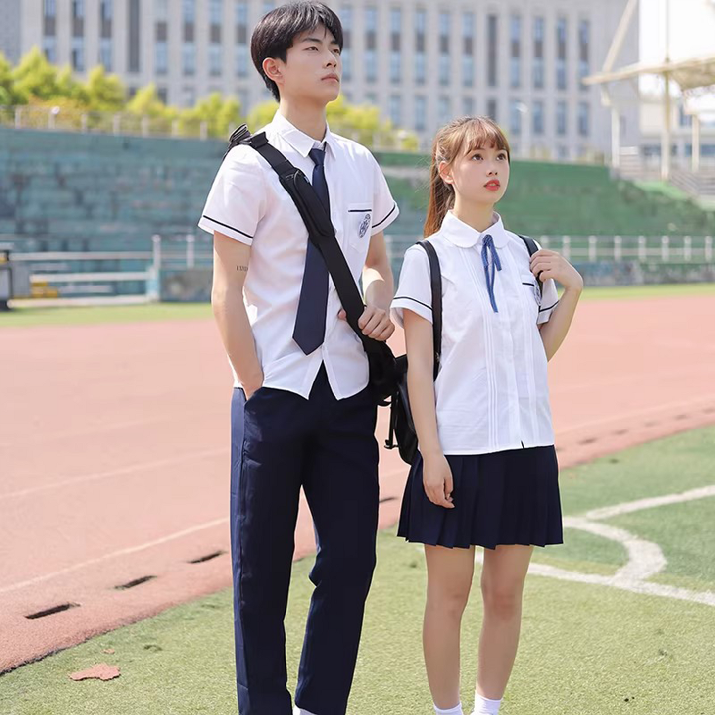 Nanchuan Middle School JK Uniform - Lin Beixing Style Short-Sleeve Shirt & Pleated Skirt Set | Academy Class Uniform C008 party X party