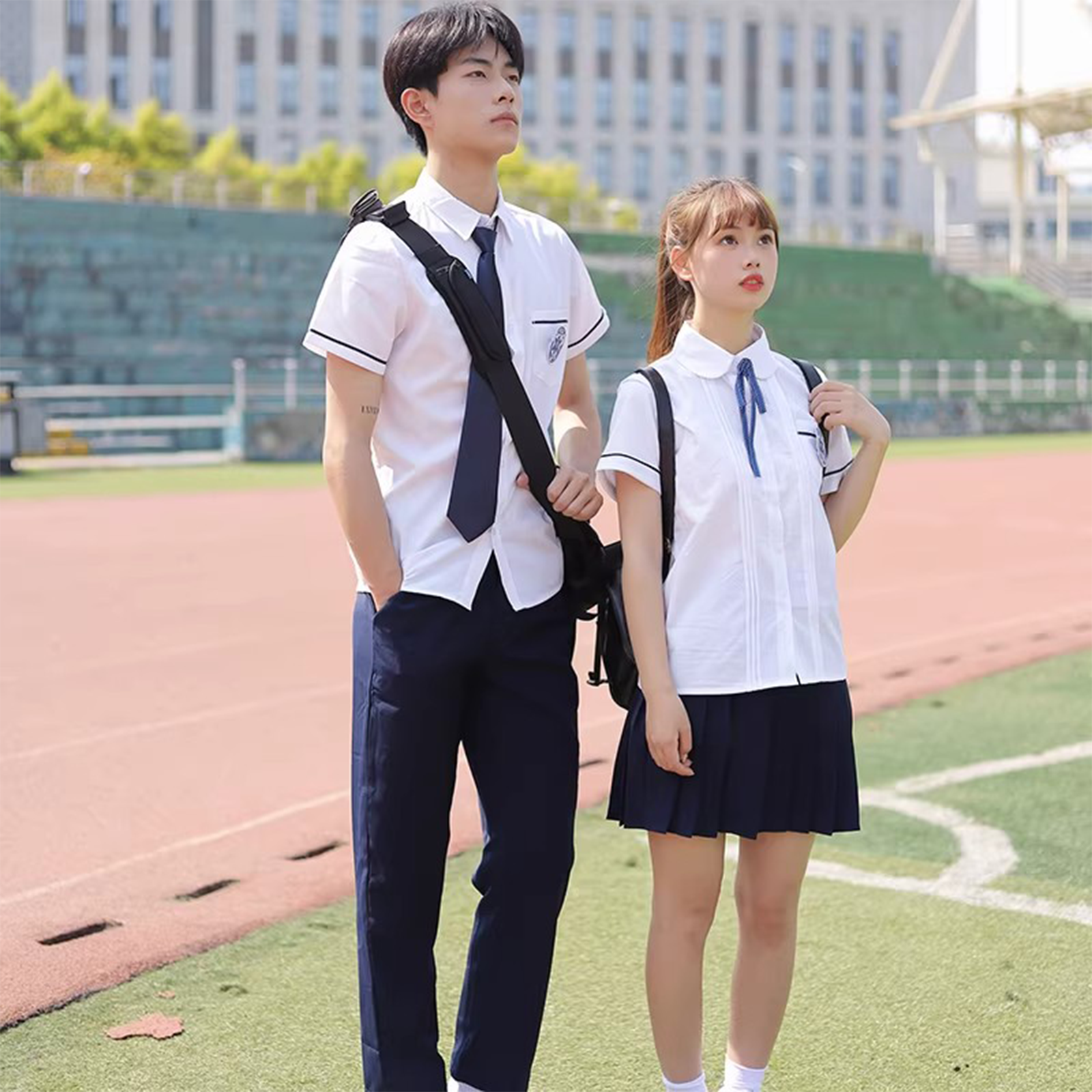 Nanchuan Middle School JK Uniform - Lin Beixing Style Short-Sleeve Shirt & Pleated Skirt Set | Academy Class Uniform C008 party X party
