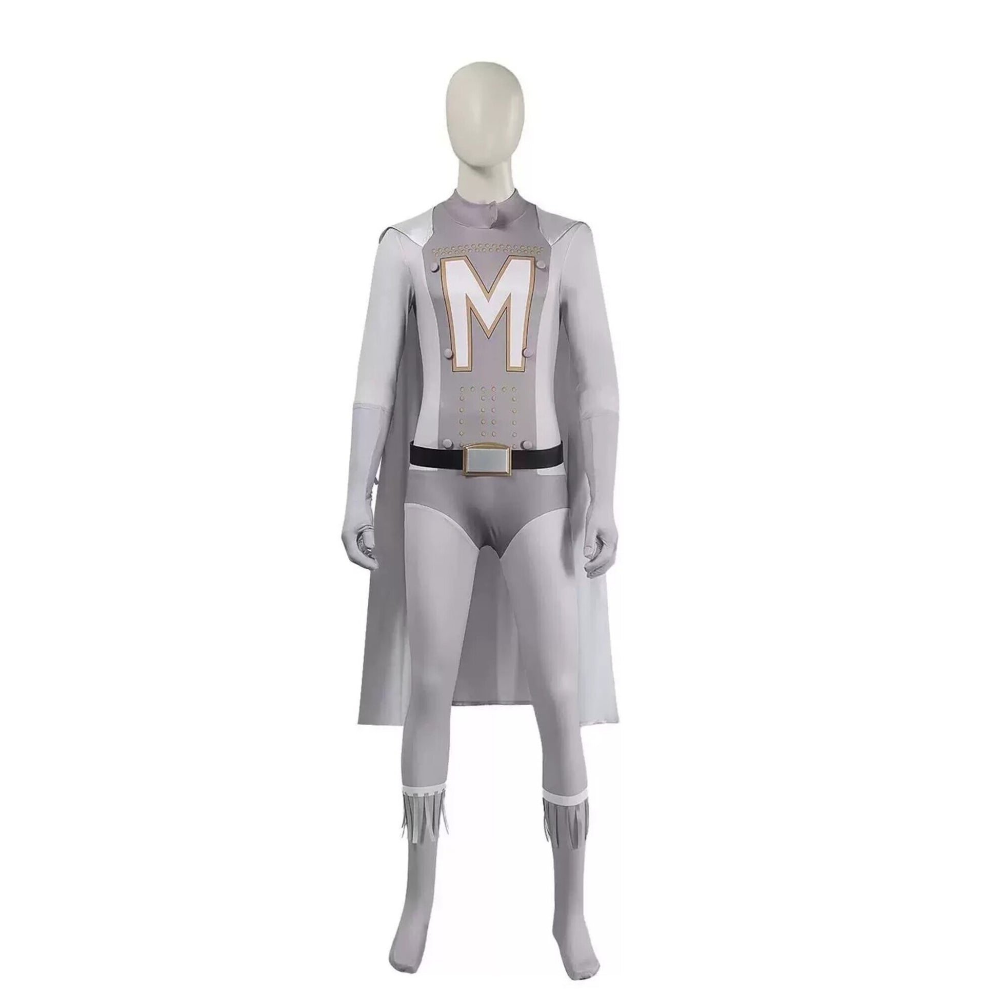 M Superman Gray Cosplay – New City Superman Villain Bodysuit with Cape – Stage Performance Costume | DC006 party X party