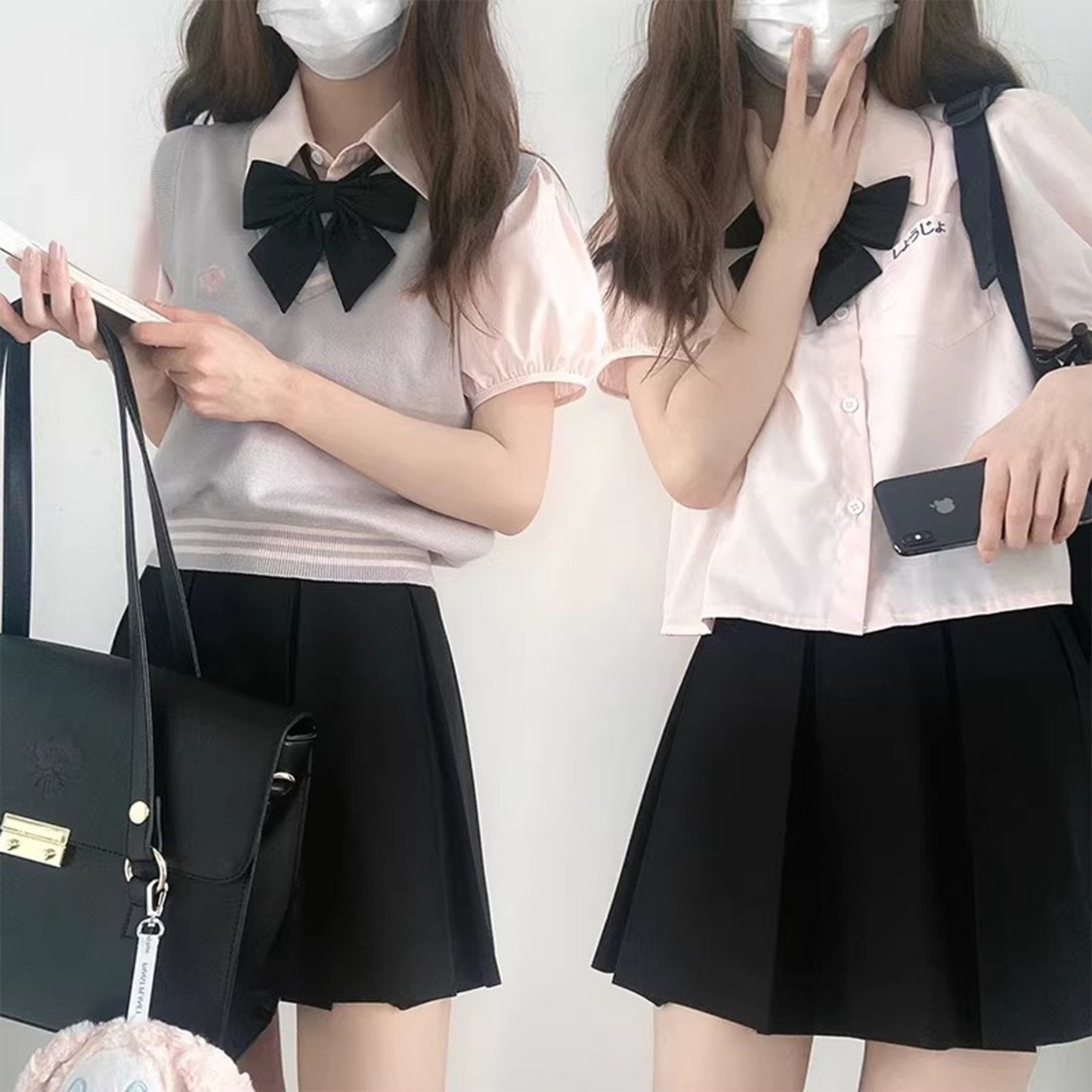 Thai Uniform Style JK Pleated Skirt - High-Waist 8-Pleat Academy A-Line Skirt - C001 party X party