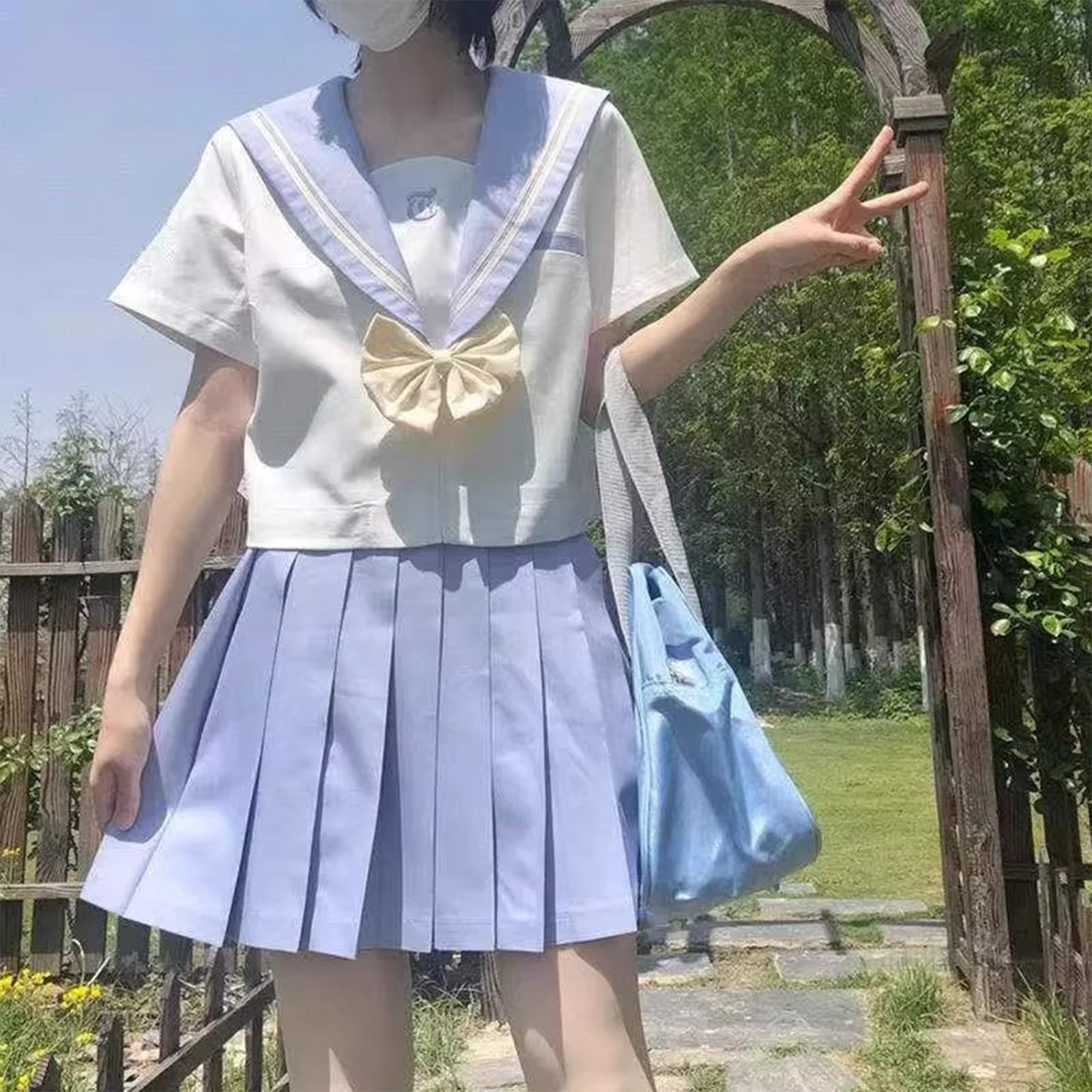 【Tears of the Sea】JK Uniform Full Set | Blue Plaid Skirt & Sailor Collar Top | Japanese Academy Style Autumn Student Outfit C057 party X party