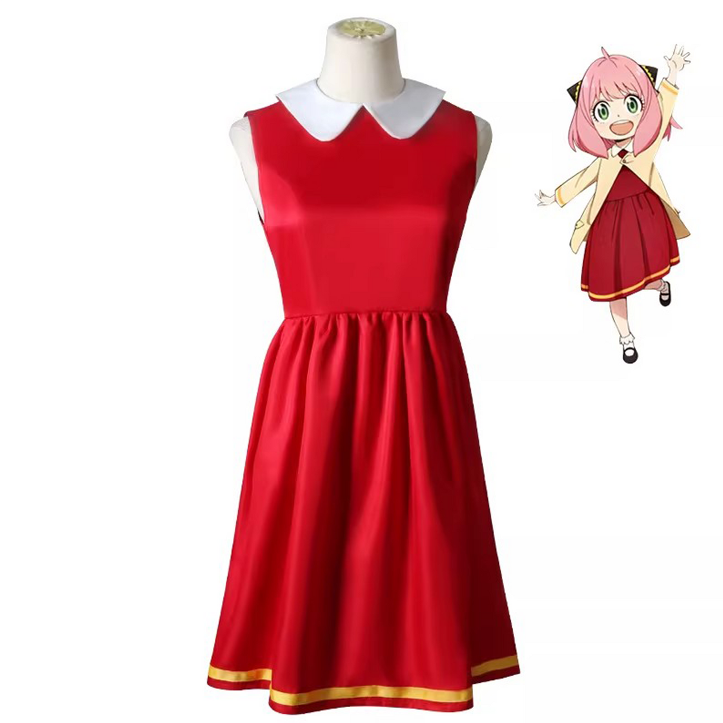 Spy x Family Anya Cosplay Set – Red & Yellow Outfit with Coat SF015 party X party