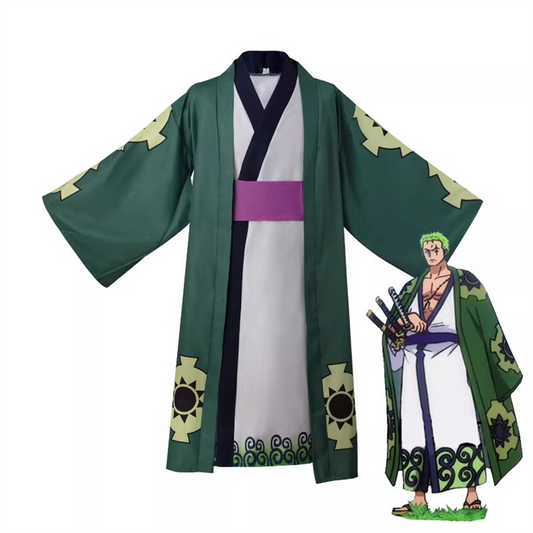 One Piece – Roronoa Zoro Wano Country Swordsman Haori Cloak Cosplay Costume Set 0006 party X party