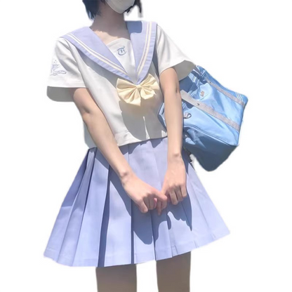 【Tears of the Sea】JK Uniform Full Set | Blue Plaid Skirt & Sailor Collar Top | Japanese Academy Style Autumn Student Outfit C057 party X party