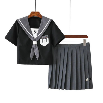 Standard Japanese JK Sailor Suit | 1-Line Minimalist Academy Uniform Set | Short-Sleeve White Summer Student Outfit C024 party X party