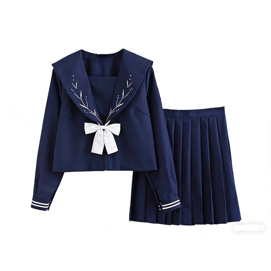 Japanese JK Uniform Set | Original Academy Style Sailor Suit – Women’s Student Class Uniform & Pleated Skirt Academy Costume (C061) party X party
