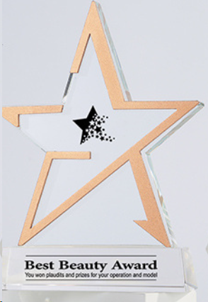 Crystal trophy, star trophy, commemorative trophy, fixed size, customizable color, engraving – TR-465