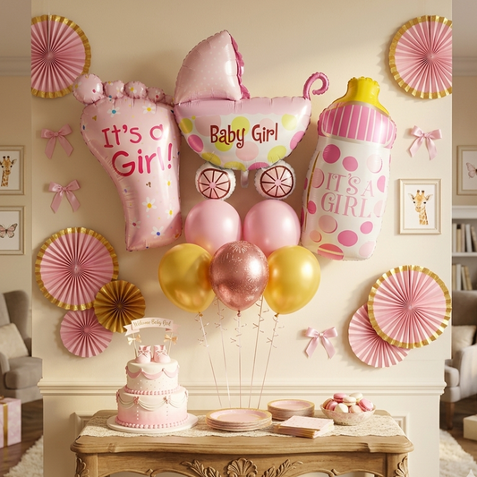 Baby Shower Baby Girl Balloon Party Set – It's a Girl! - S116 party X party