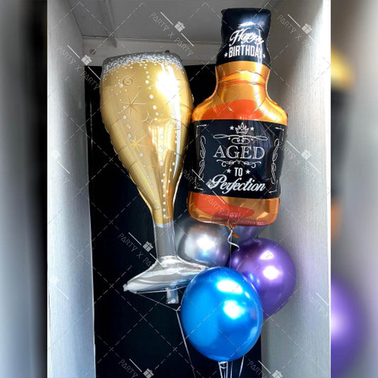 Wine Theme Balloon Bundle – Bottle & Glass Design (Pick-Up or Delivery) - party X party