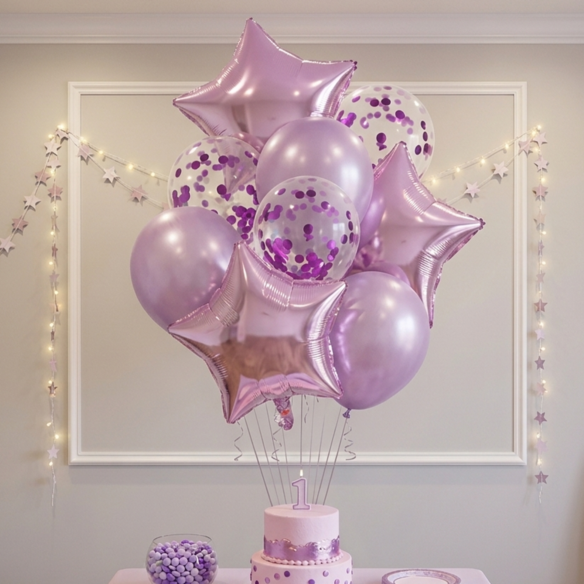Party Sequins Light Purple Star Balloon Decoration Set – S012 party X party