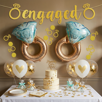 Engagement Party Balloon Decoration Set - Engaged PARTY Gold Celebration Decor S135 party X party