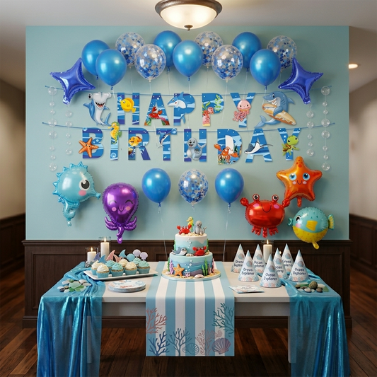 Ocean Birthday Balloon Decoration Set Series Party Celebration Balloon – S134 party X party