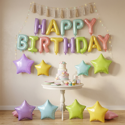 Macaron Star Balloon Set | Colorful Birthday Party Celebration Decorations – S146 party X party