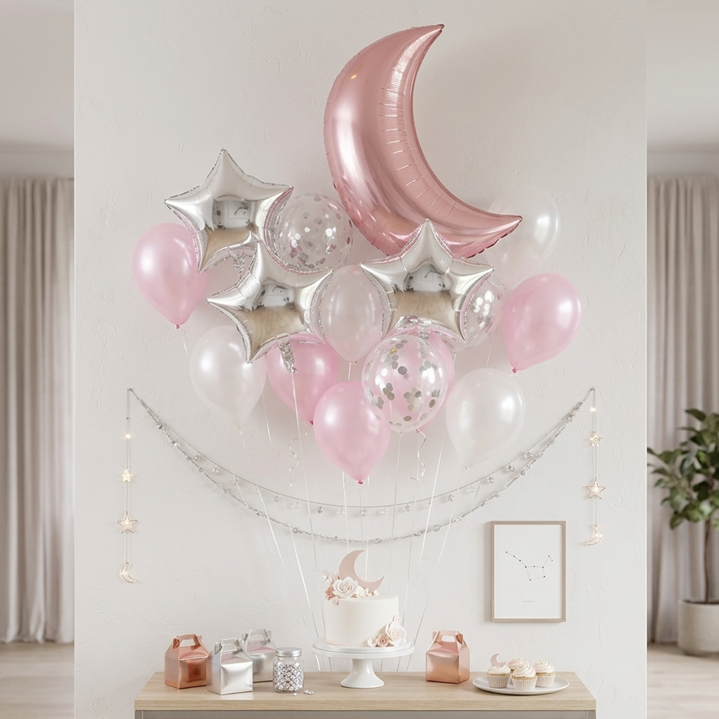 Moon Star Balloon Set Pink Party Balloon Set – S150 party X party