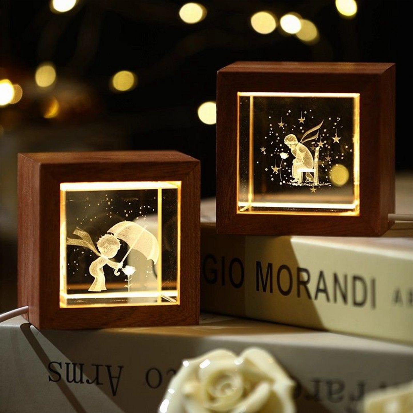 Official Inspired The Little Prince Crystal Night Light | Dreamy Bedroom Decoration & Tabletop Ornament | Meaningful Birthday Gift for Girls & Women