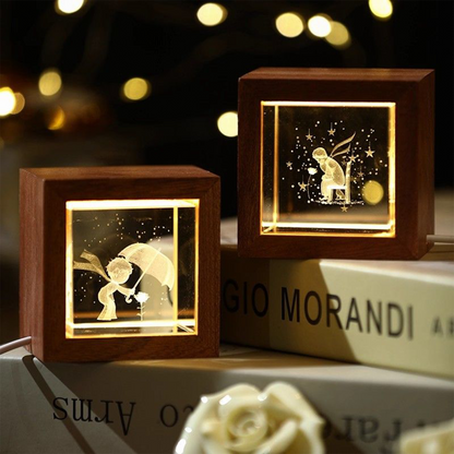 Official Inspired The Little Prince Crystal Night Light | Dreamy Bedroom Decoration & Tabletop Ornament | Meaningful Birthday Gift for Girls & Women