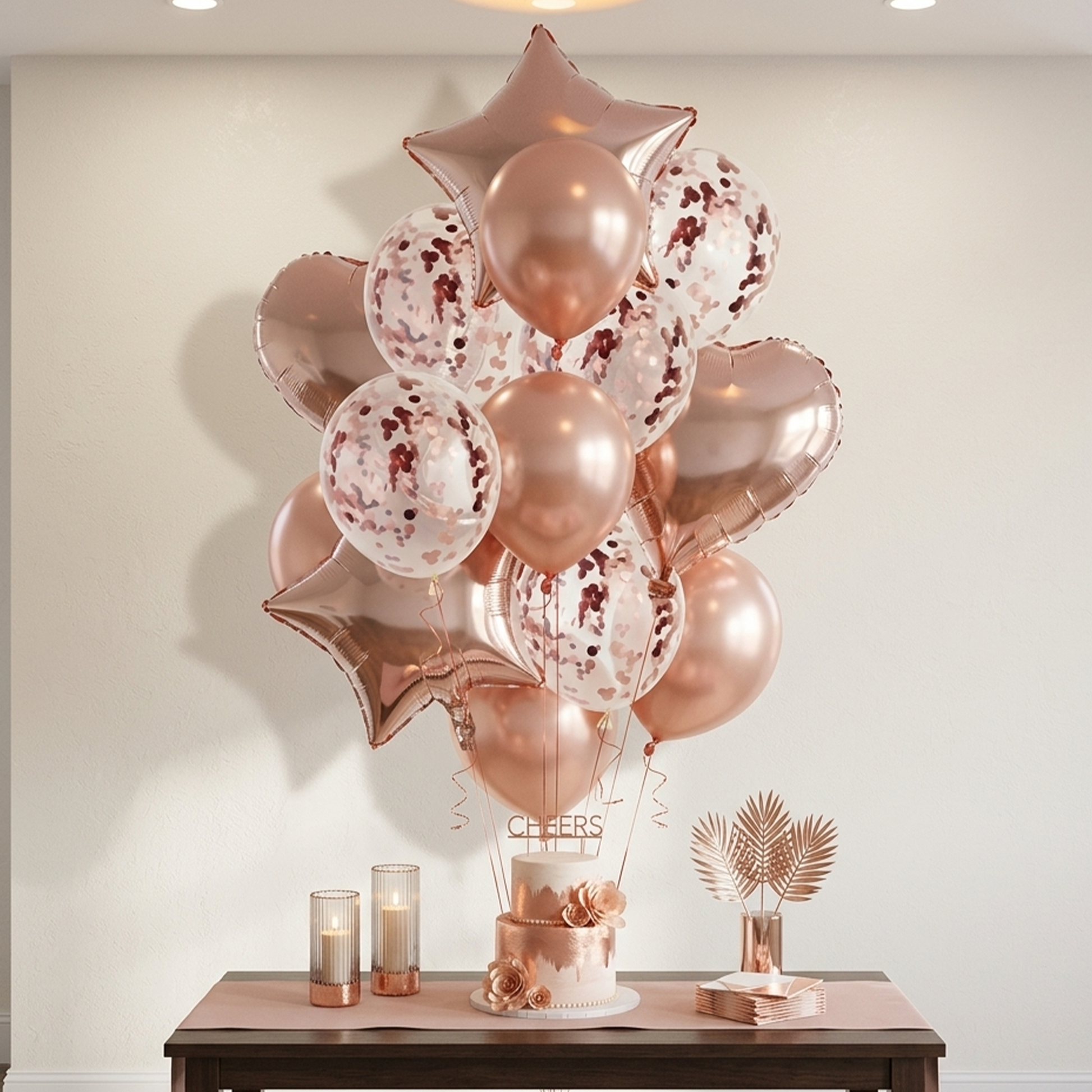 Party Sequin Balloon Decoration Set - Rose Gold Star & Heart Balloons (Rose Gold) - – S015 party X party