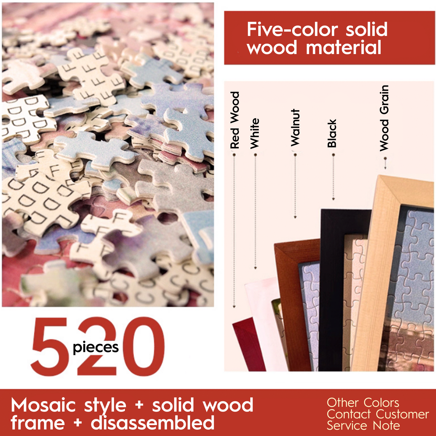 Personalized Couple Photo Jigsaw Puzzle with Solid Wood Frame – Custom Love Puzzle Gift (500–1314 Pieces)