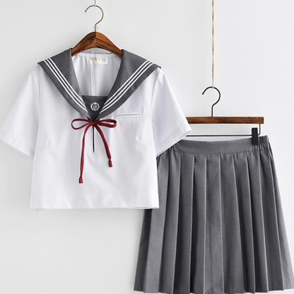 Japanese JK Uniform Set | 3-Line Embroidered Kansai Collar Sailor Suit | Women's Academy School Style Soft-Girl Outfit C037 party X party