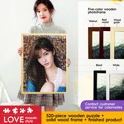 Personalized Couple Photo Jigsaw Puzzle with Solid Wood Frame – Custom Love Puzzle Gift (500–1314 Pieces)