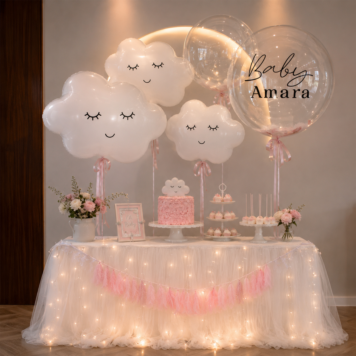 White Smiling Cloud Aluminum Film Balloon with Closed Eyes - B181 party X party