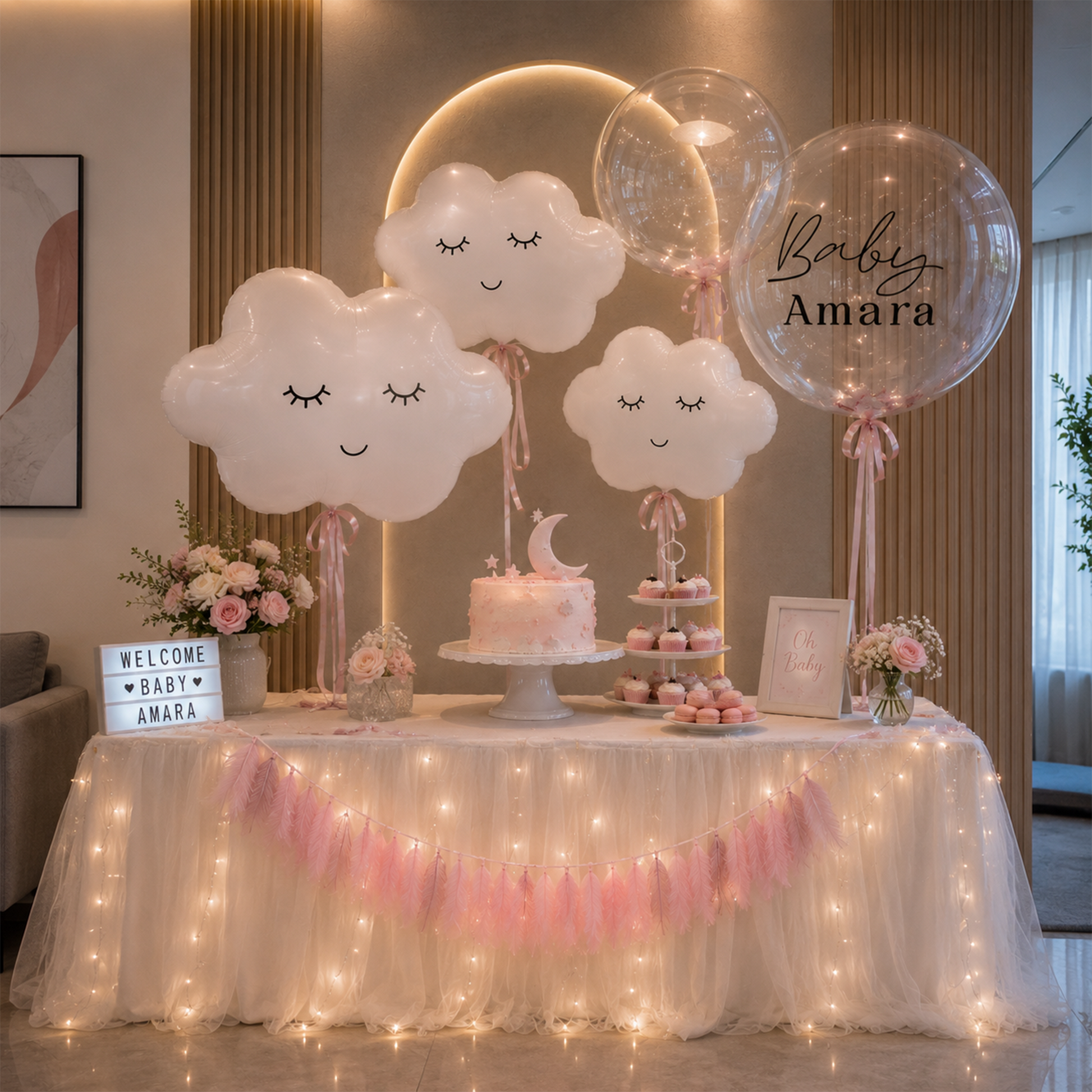 White Smiling Cloud Aluminum Film Balloon with Closed Eyes - B181 party X party