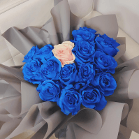 16 Blue Roses + 1 Pink Rose--F-510 - party X party