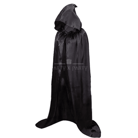 Black Hooded Cloak – Halloween Cape Costume for Adults & Kids - party X party
