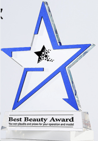Crystal trophy, star trophy, commemorative trophy, fixed size, customizable color, engraving – TR-465