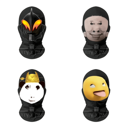 Funny & Creepy Full-Head Character Hoods – Balaclava Style Face Covers for Pranks, Cosplay & Halloween - party X party