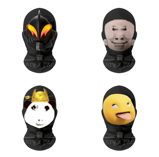 Funny & Creepy Full-Head Character Hoods – Balaclava Style Face Covers for Pranks, Cosplay & Halloween - party X party