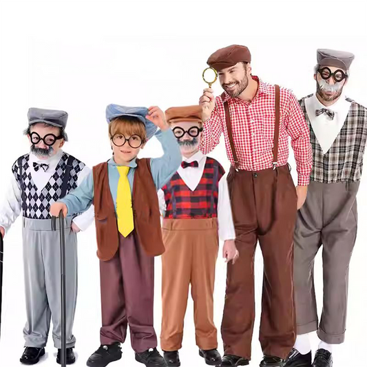 Halloween Kids Costume Grandpa Grandma Elderly Outfit Performance party X party
