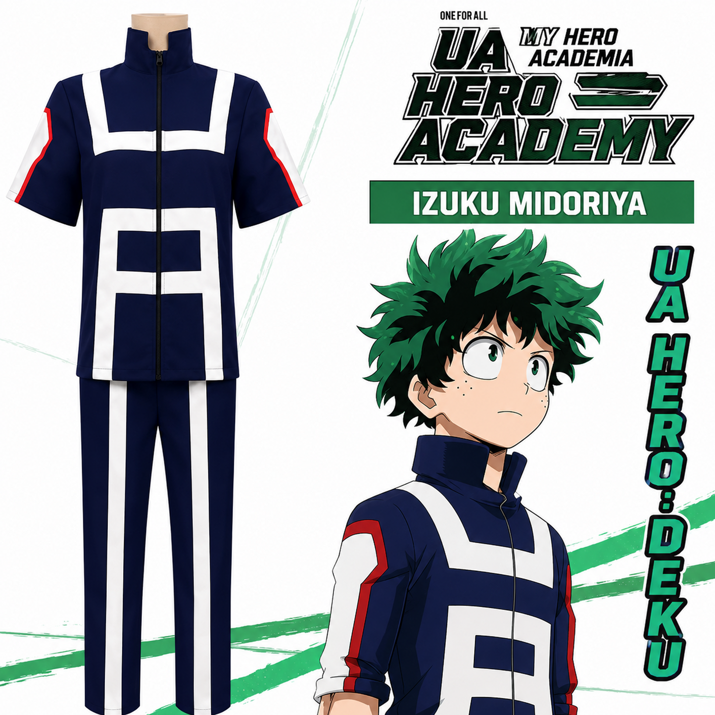 Izuku Midoriya & Katsuki Bakugo Gym Uniform Cosplay Costume – My Hero Academia UA High School Sports Anime Outfit | UA003