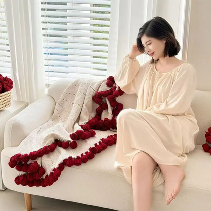 Handmade Rose Flower Woven Blanket/Throw and Never-Fading Bouquet party X party