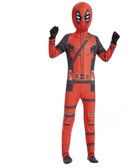 Deadpool Kids Battle Suit Costume – Marvel Superhero Full-Body Cosplay Jumpsuit for Boys Halloween Party Outfit | MTJ201