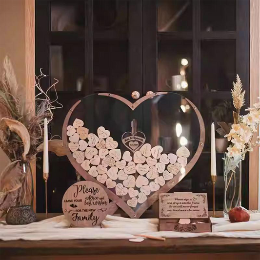 Heart-Shaped Signature / Sign-In Frame – Vintage European Wedding Creative Message Board Ornament &amp; Display party X party