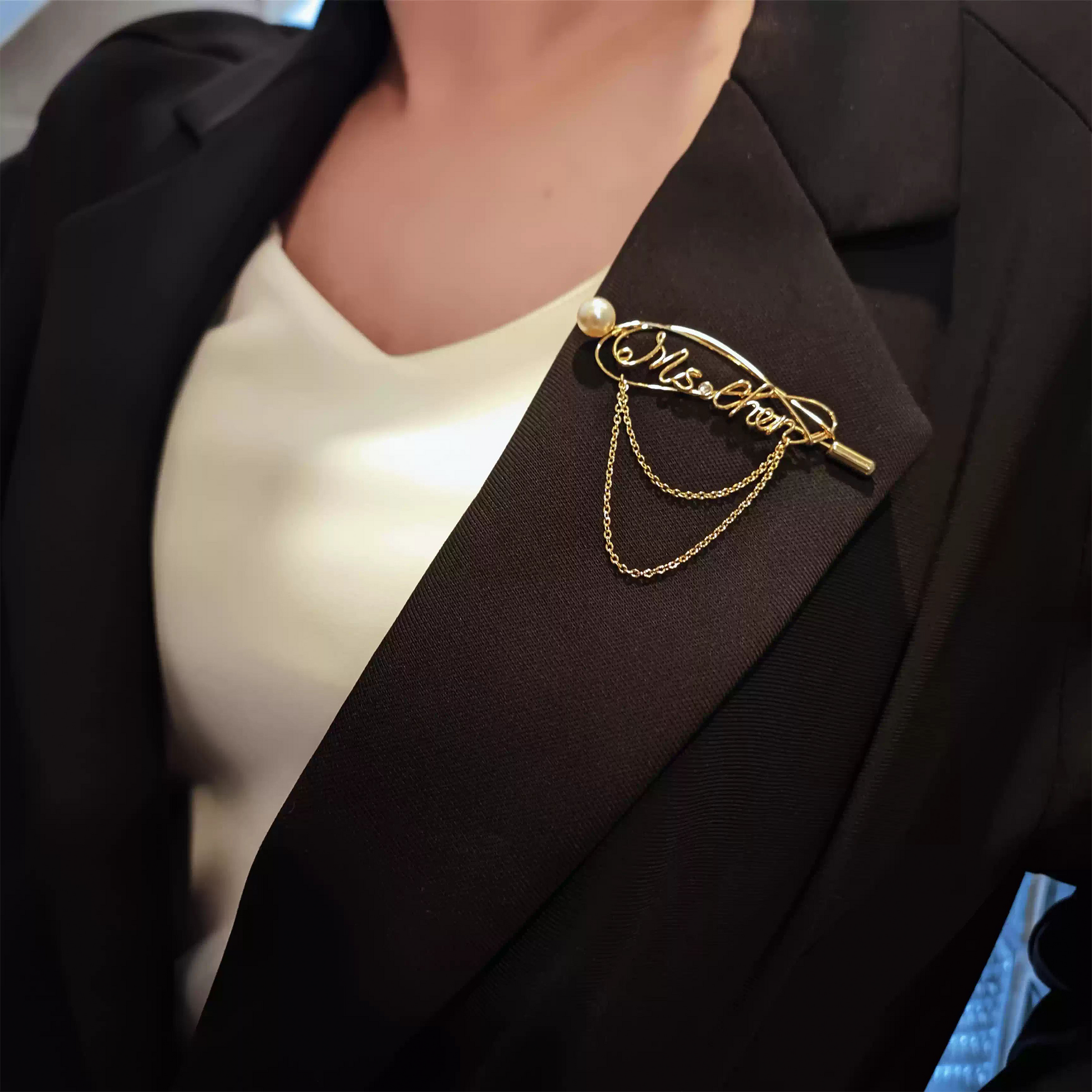 Custom Pearl Rose Flower Brooch, Original Designer Style "Little Chanel" Style Gift party X party