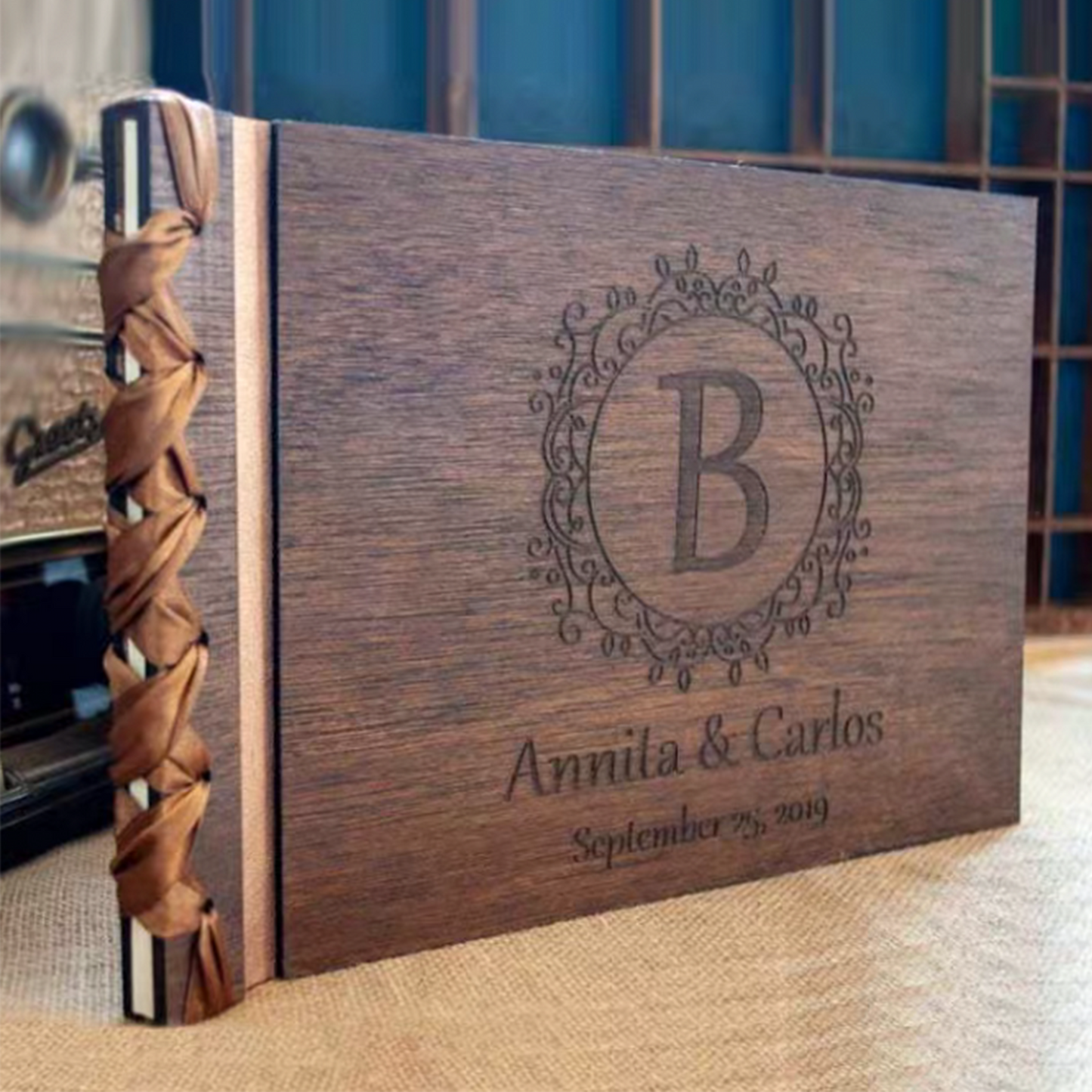 Wedding Venue Guest Sign-in Message and Blessing Book, Engravable, with DIY Logo Option party X party