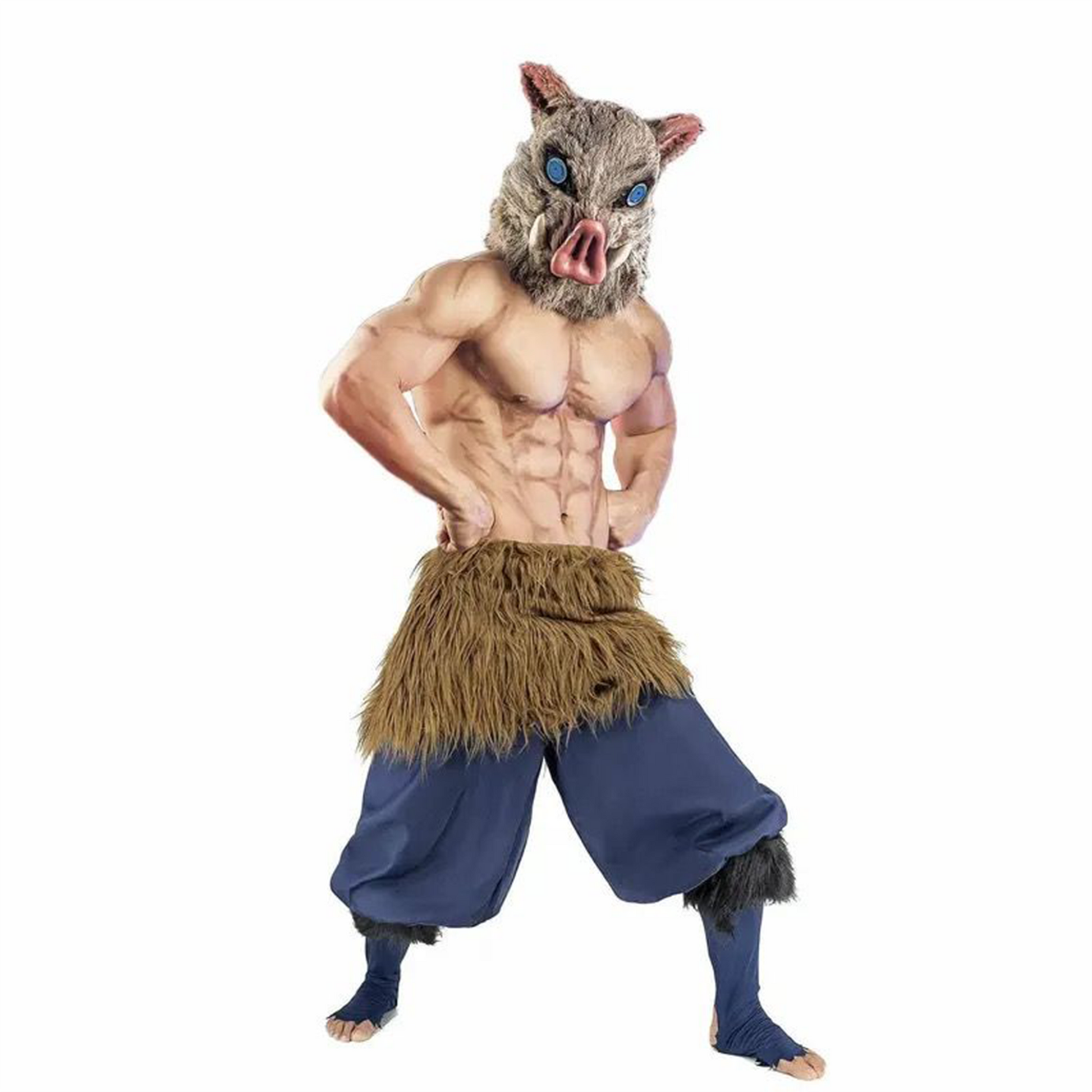 Demon Slayer Inosuke Cosplay Set – Boar Head Plush Mask Halloween Costume G008 party X party