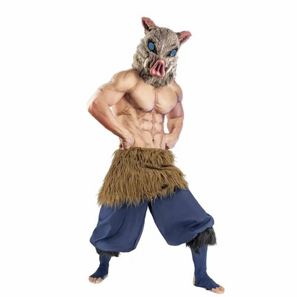 Demon Slayer Inosuke Cosplay Set – Boar Head Plush Mask Halloween Costume G008 party X party