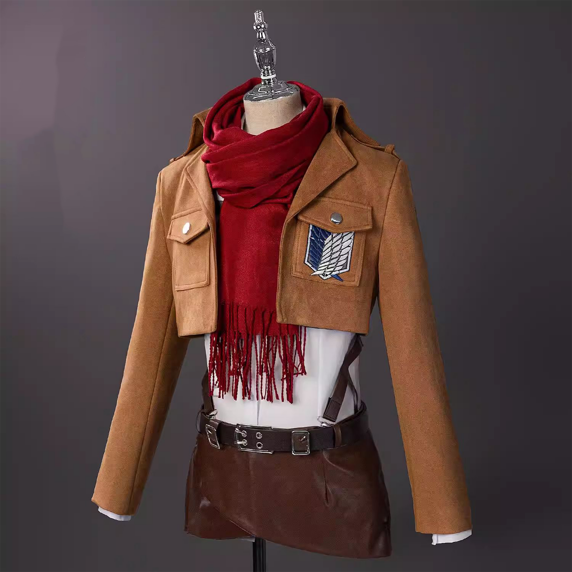 Eren Yeager Mikasa Ackerman Levi Ackerman Survey Corps Anime Cosplay Uniform Complete Outfit Set with Jacket & Harness – AOT002 party X party