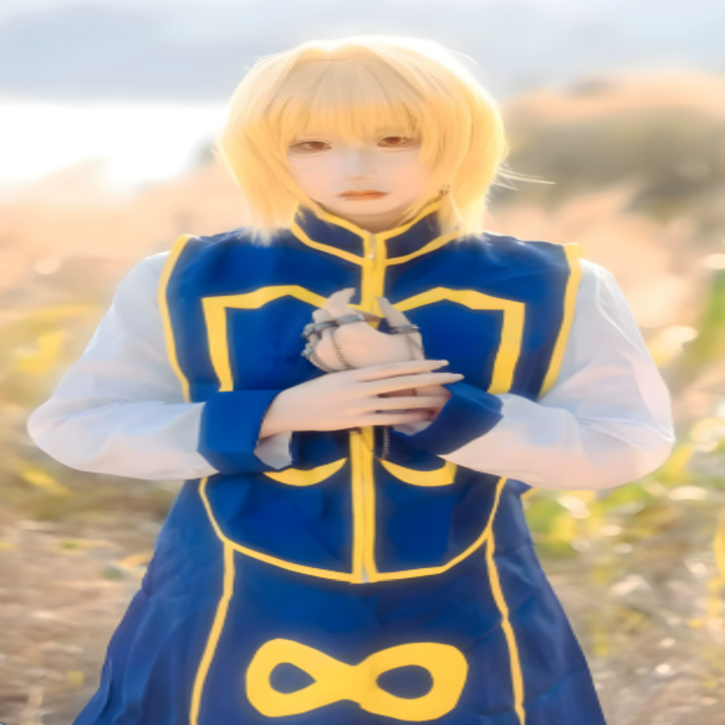 Kurapika Hunter x Hunter Cosplay Costume with Character Wig Anime Role Play Outfit for Halloween, Conventions & Themed Events – QL001 party X party
