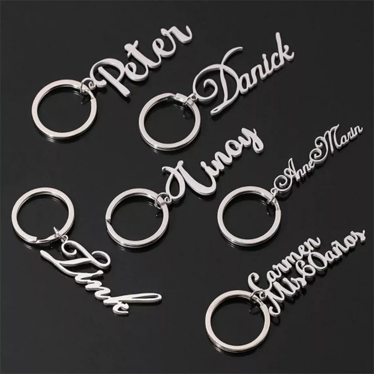 Simple Name Keychains Custom Keychain, DIY Name, Letter, or Phrase, Simple Couple's Gift ...