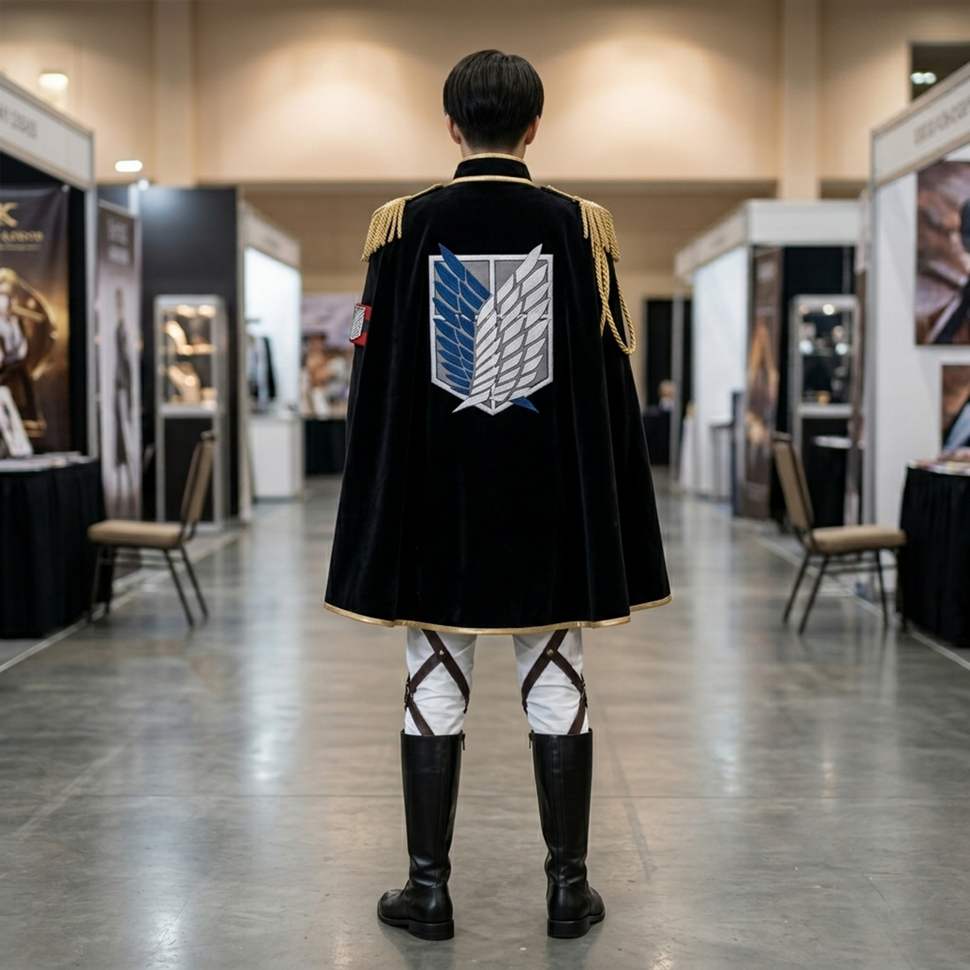 Levi Ackerman Eren Yeager Hange Zoe Ceremonial Regiment Uniform Cosplay Costume with Detachable Cape – AOT009 party X party