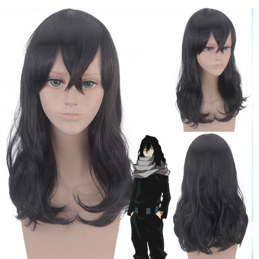 Shota Aizawa Cosplay Wig – My Hero Academia Black Curly 45cm Anime Wig | UA011