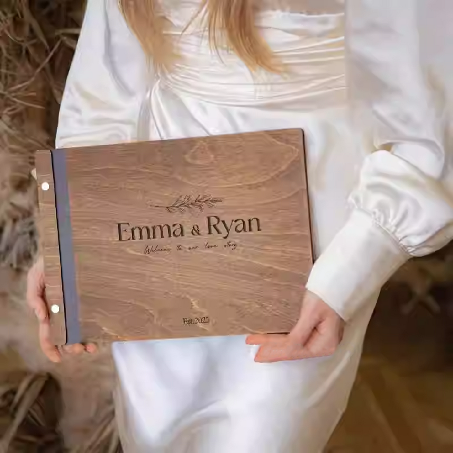 Vintage Wooden Wedding Guest Sign-in Book, Wedding Photo Album, Message Book party X party